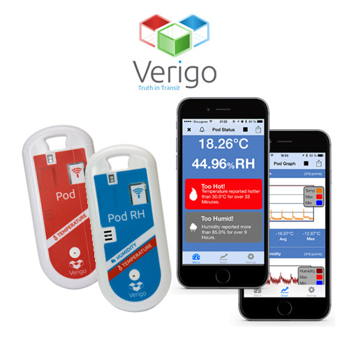 Bluetooth temperature and humidity data loggers:JRI, Verigo